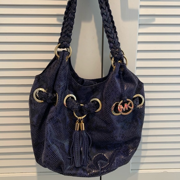 Michael Kors Python-Embossed Leather Tassel Hobo - Picture 1 of 13